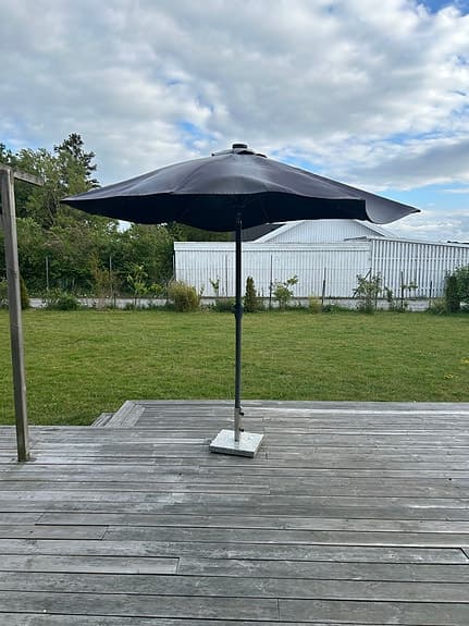 Svart parasoll till altan/trädgård
