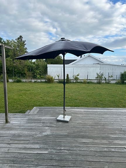 Svart parasoll till altan/trädgård