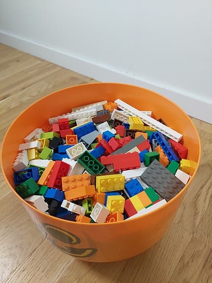 LEGO förvaringshuvud pumpa med blandade klossar