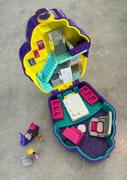 2 x Polly Pocket lekset - cupcake-hus och hjärtformad ask