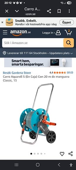 Gardena Aquaroll S slangvagn med 20 m slang
