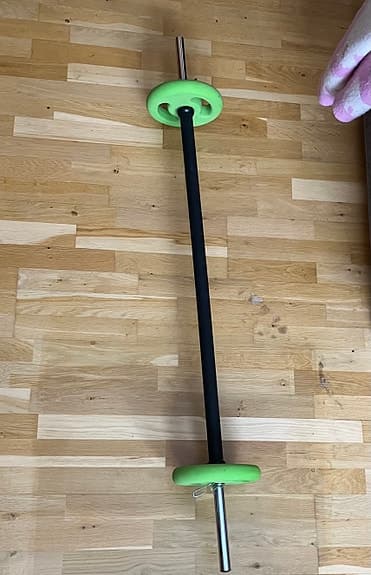 Skivstång med 5 kg viktskivor barbell gymstick