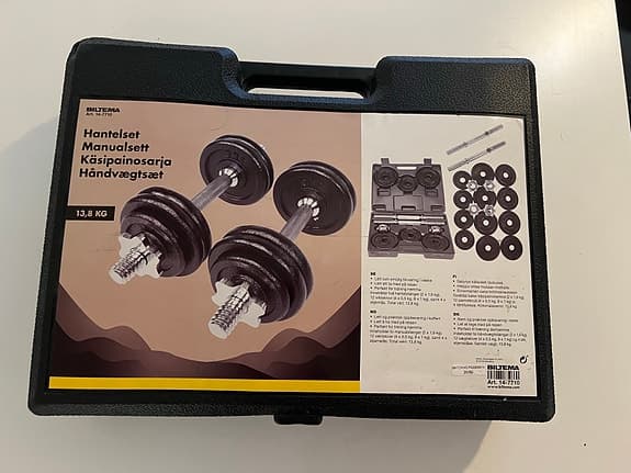 Biltema hantelset 13,8 kg med förvaringsväska