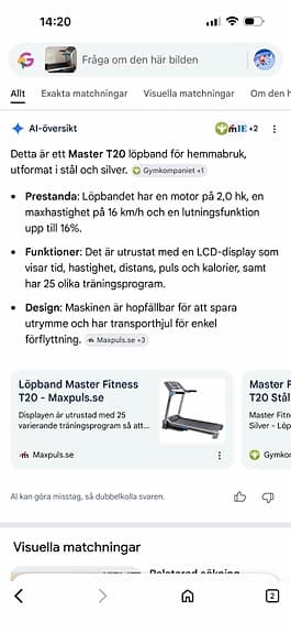 Master Fitness T20 löpband silver