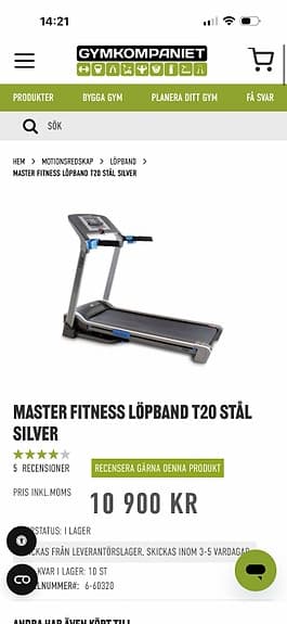 Master Fitness T20 löpband silver