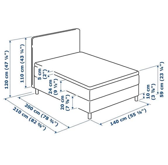 IKEA DUNVIK kontinentalsäng 140x200 grå