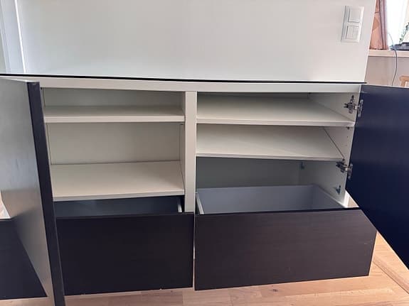 Förvaringsskåp Bestå med svart glasskiva