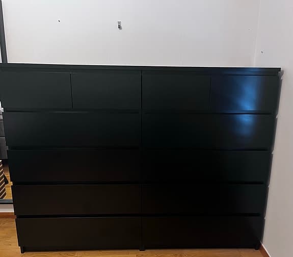 Svart malmbyrå 6 lådor Ikea