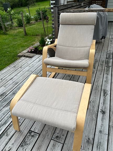 Ikea Gungstol Poäng Hillared Beige med Fotpall