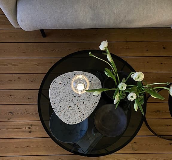 Bolia Drum soffbord stål / glas