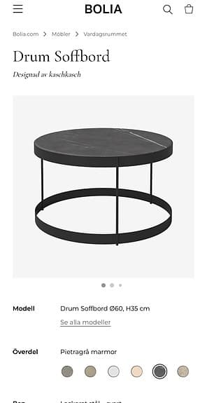 Bolia Drum soffbord stål / glas