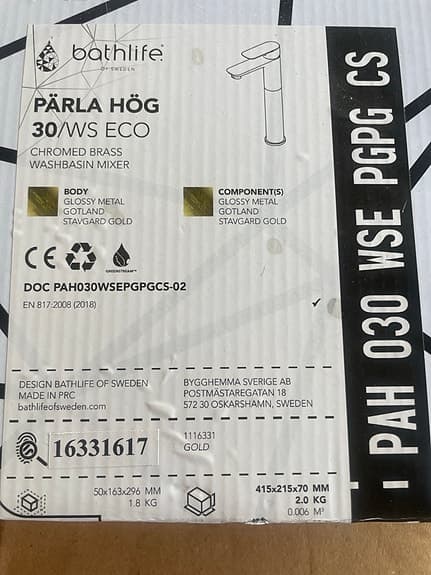 Bathlife Pärla Hög 30/WS ECO tvättställsblandare guld