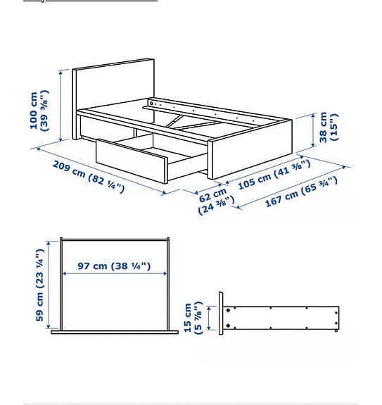 Malm sängstomme för resårbotten 90cm