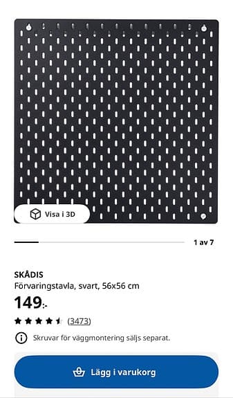 SKÅDIS Förvaringstavla 2st 56x56cm