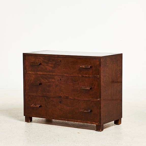 Byrå Art deco, bonad björk, 1930-tal.