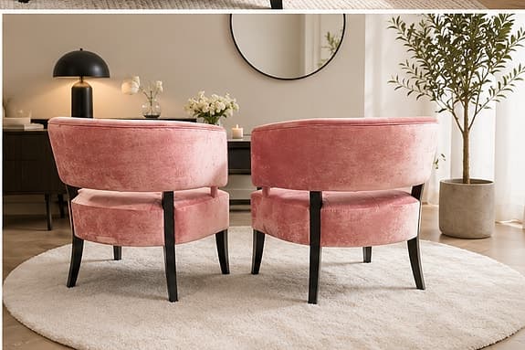 2 fåtöljer i rosa sammet