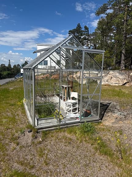 Växthus i glas med aluminiumstomme