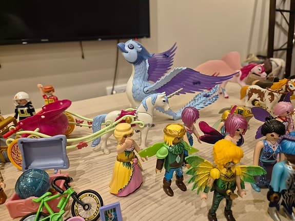 Playmobil blandade figurer, hästar och tillbehör