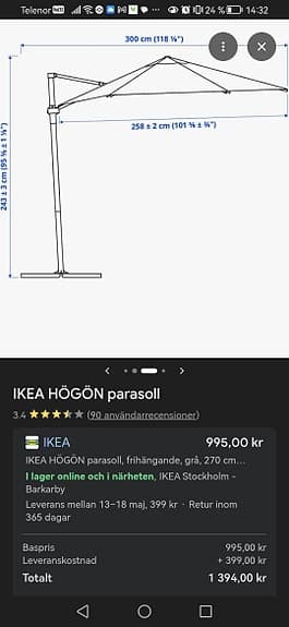 Nytt parasoll