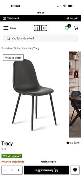 Mio Santos matgrupp med 4 Tracy-stolar