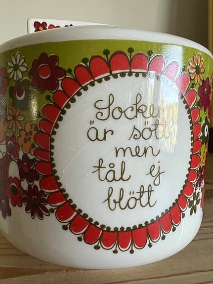 Figgjo sockerskål väggburk förvaringsburk retro vintage folklore turi design