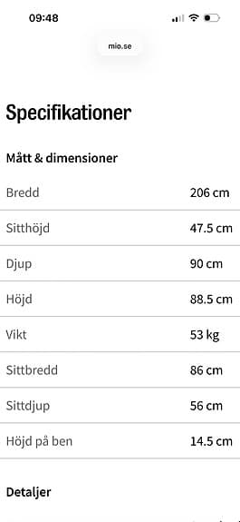Soffa, fotpall & soffbord säljes