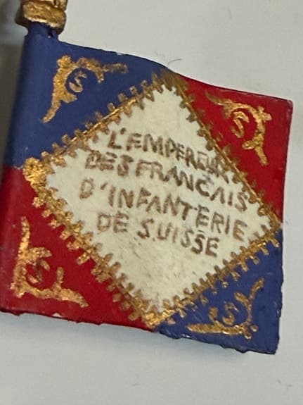 6 st äldre handmålade mini tennsoldater – Napoleon/Suisse infanteri