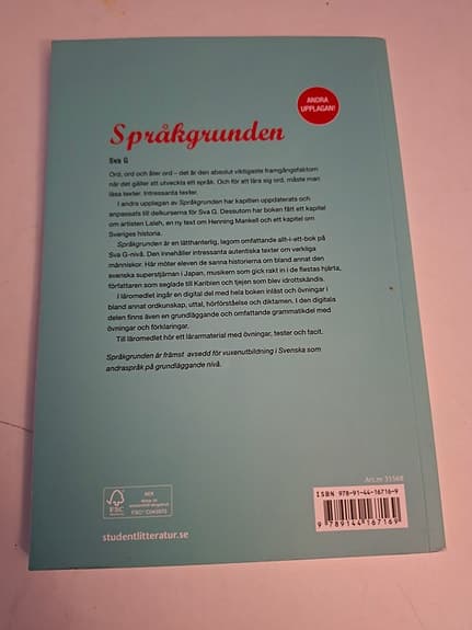 Språkgrunden Sva G  – lärobok i svenska som andraspråk