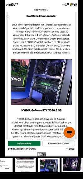 Lenovo LOQ Tower stationär gamingdator Intel i5-14400F RTX 3050