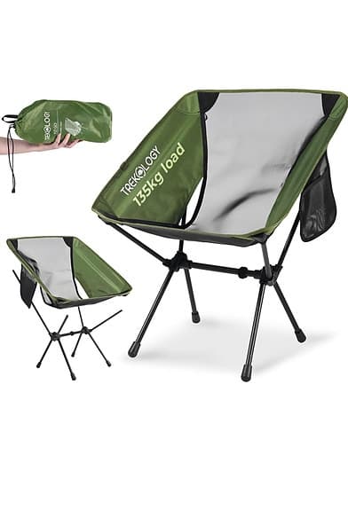 Ultralätt grön campingstol (0,9 kg) – Perfekt för vandring & strand!