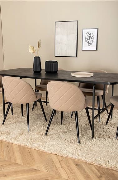 Venture Home Matgrupp Uno med 6 st matstolar Velvet Stitches