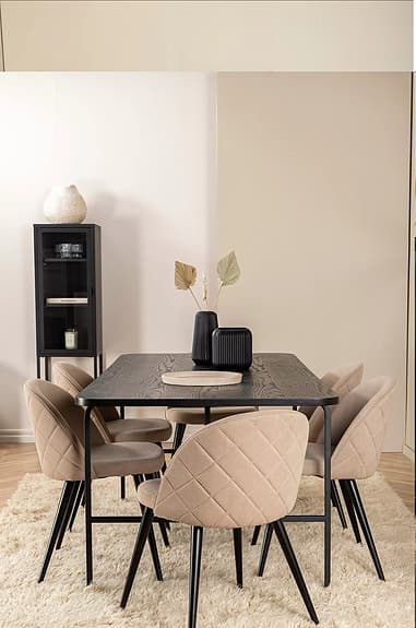 Venture Home Matgrupp Uno med 6 st matstolar Velvet Stitches
