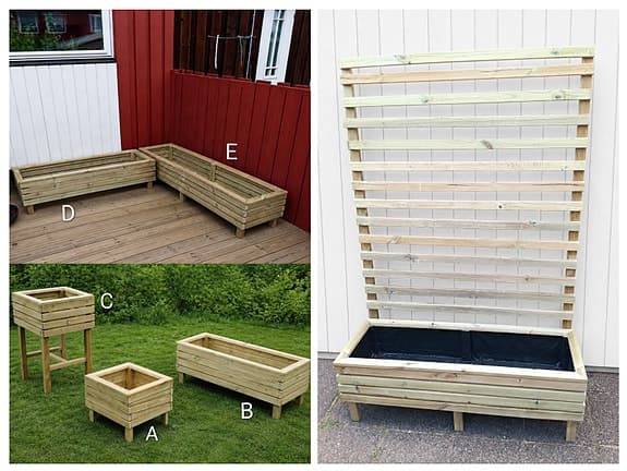 Odlingslåda i trä – blomlåda/planteringslåda för trädgård