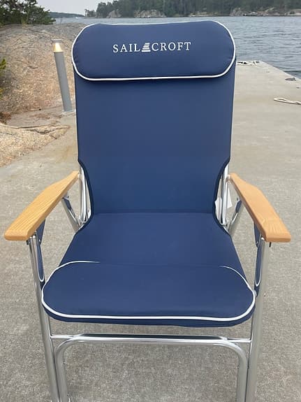 Sail craft delux blå hopfällbar däckstol med armstöd