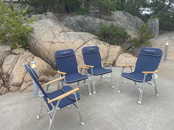 Sail craft delux blå hopfällbar däckstol med armstöd