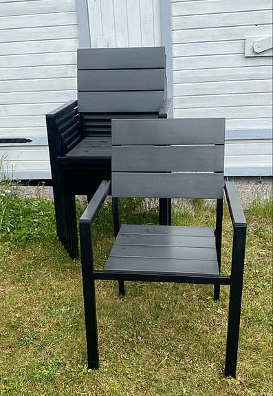 Trädgårdsstolar 8-pack svart/grå