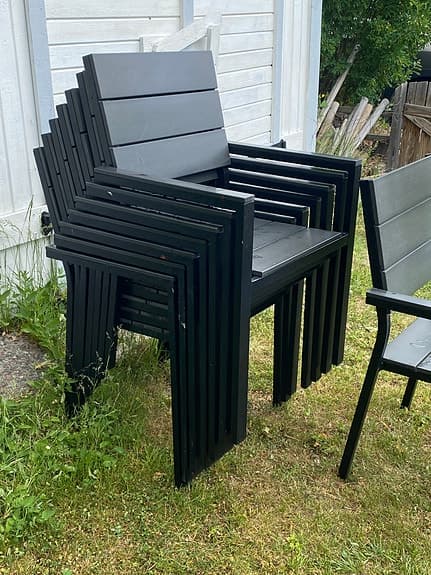 Trädgårdsstolar 8-pack svart/grå