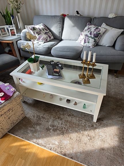 IKEA soffbord med glasbordsskiva vitt