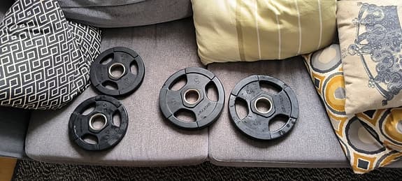 Curl-stång med 4 viktskivormed lås.