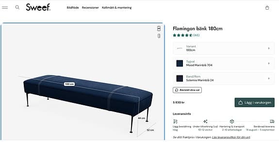 Sweef Flamingo 180 cm – sittsoffa/dagbädd