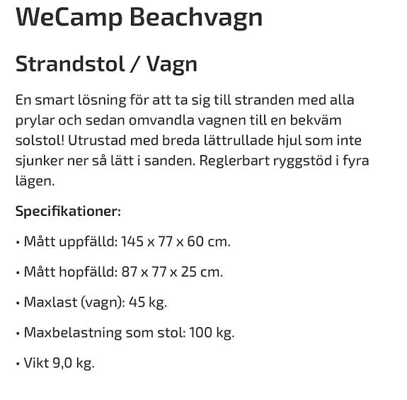 WeCamp Beachvagn strandstol/vagn grå
