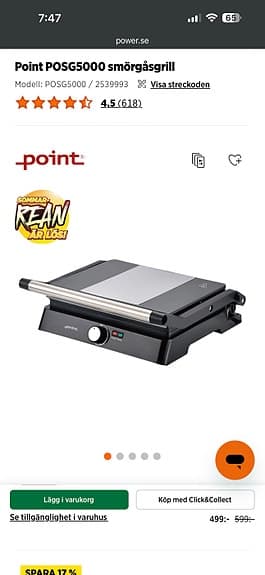 Point POSG5000 Smörgåsgrill / Kontaktgrill – Nyskick!