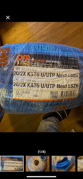 PM 20/2x Kat6 U/UTP Next LSZH nätverkskabel på rulle