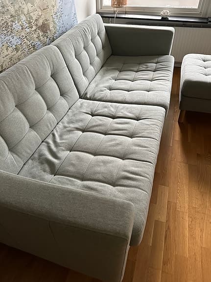 IKEA soffa med fotpall ljusgrå