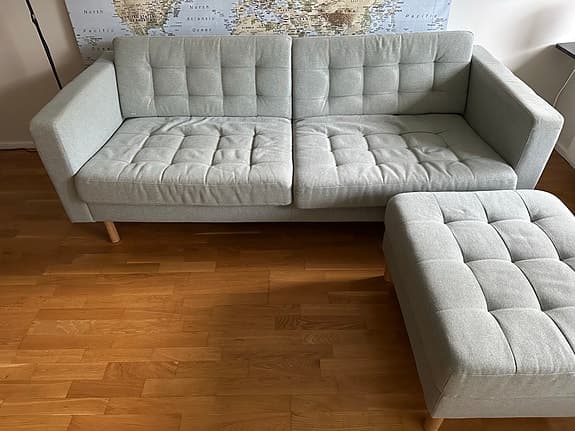 IKEA soffa med fotpall ljusgrå