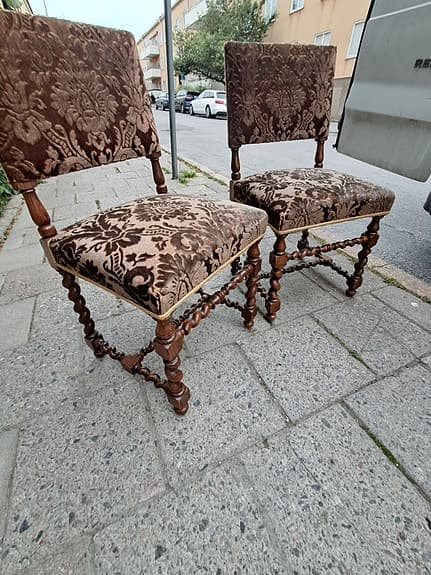 Antika, Vintage Barock Stolar Frankrike/Holland. Mycket gamla