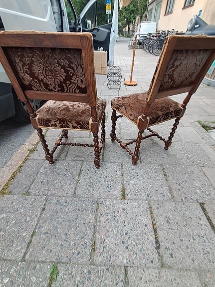 Antika, Vintage Barock Stolar Frankrike/Holland. Mycket gamla