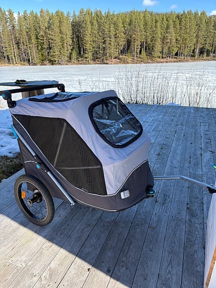Cykelvagn grå/svart med dragstång