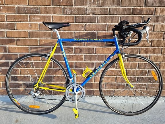 Racer Peugeot landsvägscykel 58 cm 28" unisex blå/gul