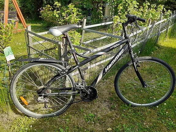 Hammer Aluminium City Bike herr mountainbike 26" ram L svart.Toppskick.
